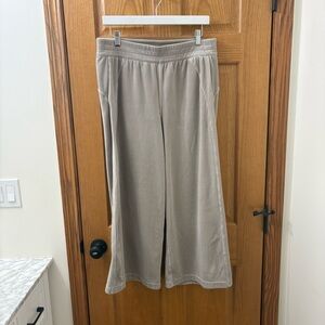 Lululemon Scuba Mid-Rise Wide-Leg Crop Velvet Pants in Beige